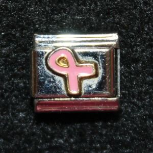 Zoppini Italy Stainless Steel Breast Cancer Awareness Pink Ribbon Bracelet Charm